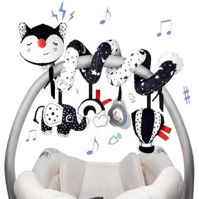 XIXILAND Car Seat Toys for Babies 0-6 Months, Black and White High Contrast Baby Toys 0-3 Months Carseat Toys for Infants 0-6 Months, Stroller Toys Newborn Sensory Infant Toys for 0-18 Months
