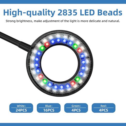 Clip On Aquarium Light with Dimmer Small USB Fish Tank Light 8W Dimmable Full Spectrum Lamp for Betta Tank Adjustable Dimmer Multi-Color LED (Adapter NOT Included) in Saudi Arabia