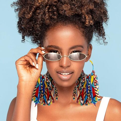 5 Pairs African Fabric Tassel Earrings African Jewelry Afrocentric Earrings Ankara Fringe Hoop Earrings for Women Costume (Elegant Style) in Saudi Arabia