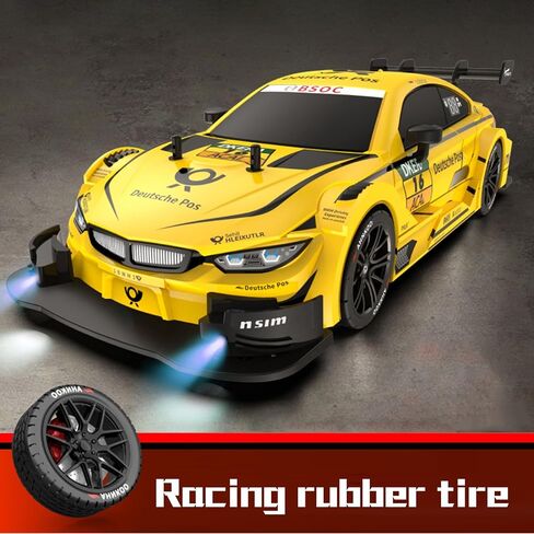 Remote Control Car RC Drift Car, 1:16 Scale Electric RC Racing with LED Lights 2.4GHz 4WD 40km/h RTR High Speed Racing Sport Toy for Adults Boys Girls Kids Gifts(Yellow) in Kuwait