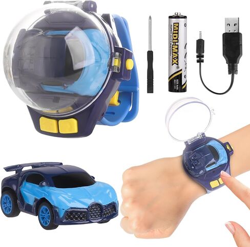 Watch Remote Control Car Toy for Kids,New Mini 2.4 Ghz Racing Game Wrist Cars Easter Toy with LED Light,Watches Remote Control Car for Boys and Girls Birthday Gifts,USB Charging,Blue in Saudi Arabia
