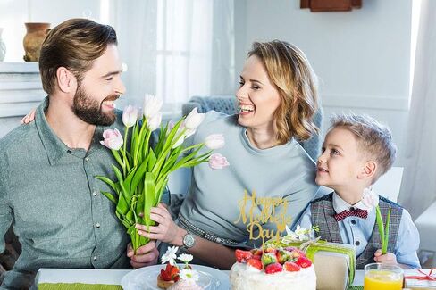 10 Pcs Happy Mother's Day Cake Topper Acrylic Cake Topper Mother Day Cupcake Topper Heart Shaped Cake Picks Cake Accessories for Birthday Mothers Day Gifts Cake Decoration Party (Gold) in Kuwait