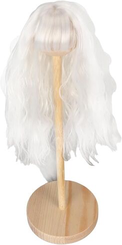 تيسستنج دمية شعر مستعار ، قمر أبيض 1/6 BJD DOLL الباروكات مصطنعة عالية درجة الحرارة حرير الشعر طويلة مجعد الدمية لمدة 1/6 15.5‑17 سم دمية رأس (بدون حامل) in Kuwait