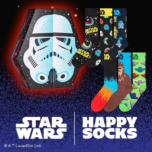 Happy Socks x Star Wars Socks - 3-Pack Gift Box for Great Fans - with Yoda and Darth Vader Designs in Saudi Arabia