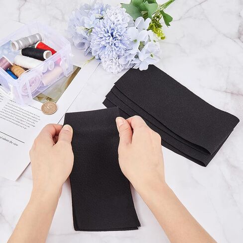GORGECRAFT 3Pcs Elastic Fiber Ribbing Fabric Black Knitted Waistband Knit Ribbed Welts Edge Trimming Sewing Supplies for Cuffs Sleeve Waistbands Neckline Neck Bands Collar Trim in Kuwait