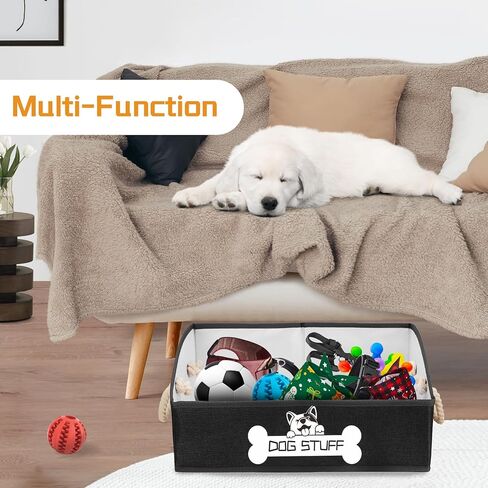 Thankspaw Dog Toy Box, Large Dog Toys Storage with Handle, Fabric Trapezoid Dog Toy Bin, Collapsible Basket Chest Organizer, Perfect for Pet Toys, Blankets, Dog Toys and Accessories,Coffee in Kuwait