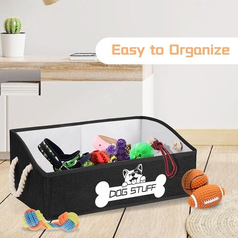 Thankspaw Dog Toy Box, Large Dog Toys Storage with Handle, Fabric Trapezoid Dog Toy Bin, Collapsible Basket Chest Organizer, Perfect for Pet Toys, Blankets, Dog Toys and Accessories,Coffee in Kuwait