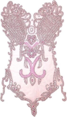 Handmade Rhinestone lace Applique Sewing Beads Stones Trim Patches for Dress Clothes Accessories (M2-Pink) in Saudi Arabia