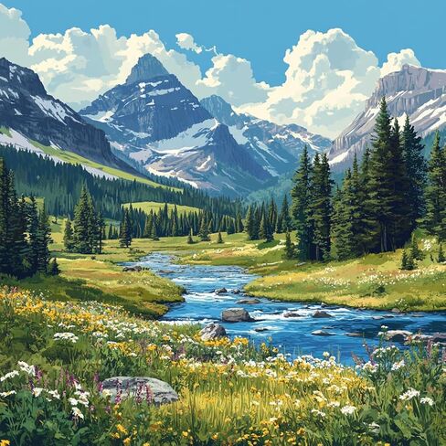 مجموعات الإبر بوينت 14CT مقطوعة كروس غرزة للبالغين من أنهار الجبال المطبوعة أنماط غرز المطبوعات المطبوعة المطبوعات المتقاطعة (نهري الجبال) in Kuwait