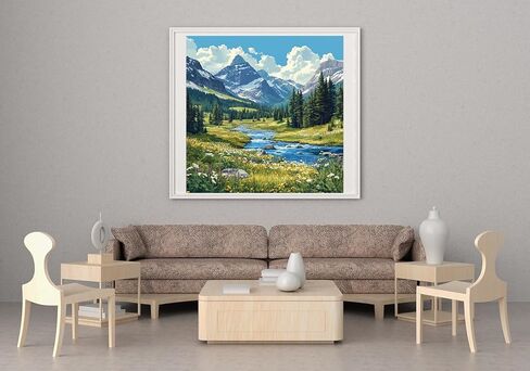 مجموعات الإبر بوينت 14CT مقطوعة كروس غرزة للبالغين من أنهار الجبال المطبوعة أنماط غرز المطبوعات المطبوعة المطبوعات المتقاطعة (نهري الجبال) in Kuwait