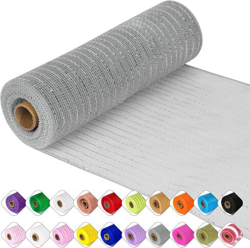 Deco Mesh Ribbon - 10 بوصات × 30 قدمًا كل شريط شبكة رقائق معدنية لفة لعيد الميلاد ، وإكليل عيد الفصح في عيد الحب وتزيين المنزل (أحمر) in Kuwait