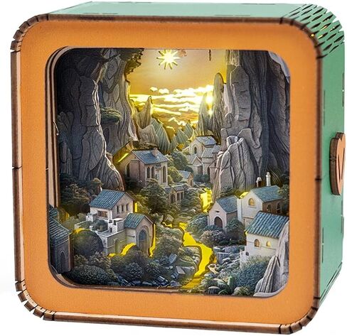 3D Wooden Puzzle Night Light for Adults Canyon Village – Creative DIY Craft Gift for Women Men - Perfect for Home Decor Holiday Halloween Christmas Decorations in Saudi Arabia