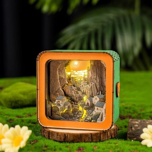 3D Wooden Puzzle Night Light for Adults Canyon Village – Creative DIY Craft Gift for Women Men - Perfect for Home Decor Holiday Halloween Christmas Decorations in Saudi Arabia