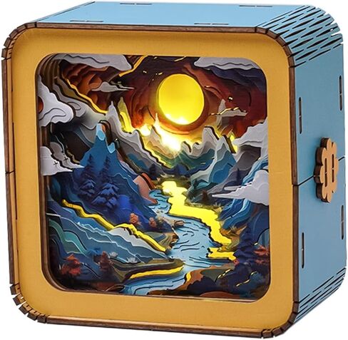 3D Wooden Puzzle Night Light for Adults Canyon Village – Creative DIY Craft Gift for Women Men - Perfect for Home Decor Holiday Halloween Christmas Decorations in Saudi Arabia