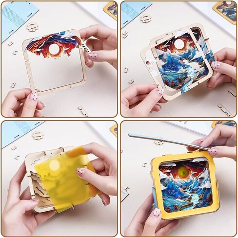 3D Wooden Puzzle Night Light for Adults Canyon Village – Creative DIY Craft Gift for Women Men - Perfect for Home Decor Holiday Halloween Christmas Decorations in Saudi Arabia
