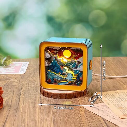 3D Wooden Puzzle Night Light for Adults Canyon Village – Creative DIY Craft Gift for Women Men - Perfect for Home Decor Holiday Halloween Christmas Decorations in Saudi Arabia