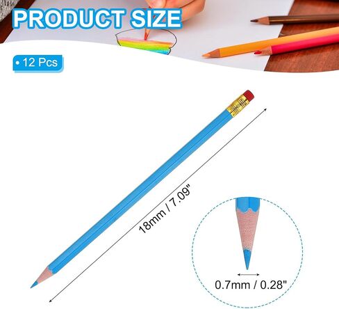 PATIKIL Erasable Colored Pencils, 12 Pcs Oil Color Pencils with Erasers Hexagonal Rod Wooden Colored Pencils for Tests Marking Grading Art Painting, Dark Blue in Saudi Arabia