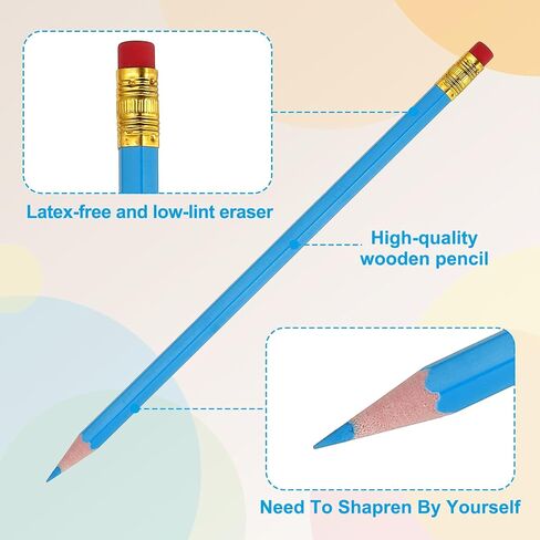 PATIKIL Erasable Colored Pencils, 12 Pcs Oil Color Pencils with Erasers Hexagonal Rod Wooden Colored Pencils for Tests Marking Grading Art Painting, Dark Blue in Saudi Arabia