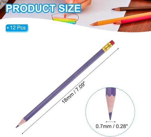 PATIKIL Erasable Colored Pencils, 12 Pcs Oil Color Pencils with Erasers Hexagonal Rod Wooden Colored Pencils for Tests Marking Grading Art Painting, Dark Blue in Saudi Arabia