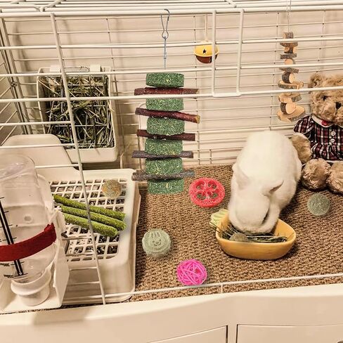 Grddaef 20 PCS Bunny Chew Toys for Teeth, Natural Rabbit Toys Apple Wood Grass Timothy Sticks Chew and Treat for Guinea Pigs Hamster Chinchillas in Saudi Arabia