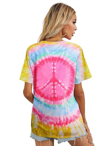 Peace Sign Love T-Shirt for Women Flower Graphic Shirt Hippie Short Sleeve 60s 70s Shirt Inspirational Tee Tops in Saudi Arabia