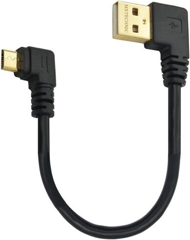 Mini USB Data Cable 10INCH 90 Degree USB Right Angle Nickel Plated Short USB 2.0 -A-Male-4Pin to Right Angle Mini-B-5Pin for syncing and charging smartphones,GPS,external hard drives (Black) in Kuwait