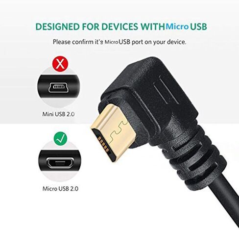 Mini USB Data Cable 10INCH 90 Degree USB Right Angle Nickel Plated Short USB 2.0 -A-Male-4Pin to Right Angle Mini-B-5Pin for syncing and charging smartphones,GPS,external hard drives (Black) in Kuwait
