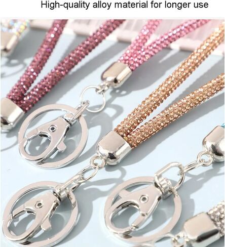 Women's Rhinestone Lanyard,Bling Diamond Wristlet Keychain Bracelet for Keys, Purse, Car Keys,Wallet 7.9 Inch in Kuwait