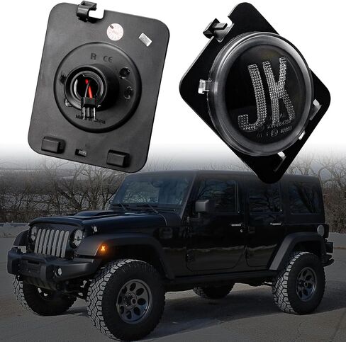 LED Side Marker Lights Compatible with Wrangler JK 2007-2018, 2PCS Front Fender Indicator Parking Lights, for Wrangler JK Accessories (Smoked Len, Amber Light) in Kuwait