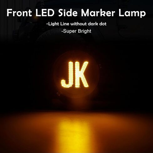 LED Side Marker Lights Compatible with Wrangler JK 2007-2018, 2PCS Front Fender Indicator Parking Lights, for Wrangler JK Accessories (Smoked Len, Amber Light) in Kuwait