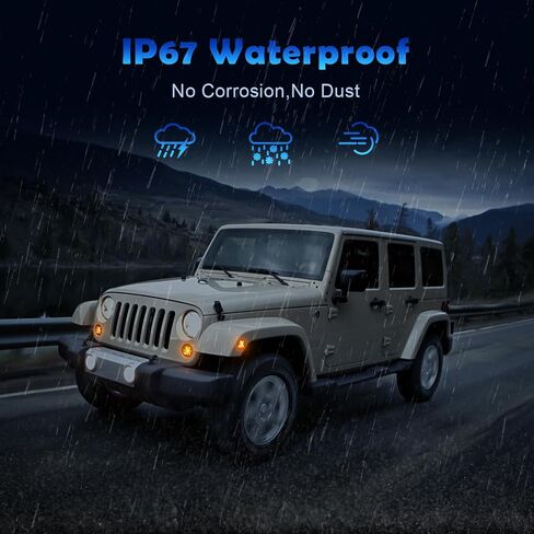 LED Side Marker Lights Compatible with Wrangler JK 2007-2018, 2PCS Front Fender Indicator Parking Lights, for Wrangler JK Accessories (Smoked Len, Amber Light) in Kuwait