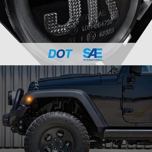 LED Side Marker Lights Compatible with Wrangler JK 2007-2018, 2PCS Front Fender Indicator Parking Lights, for Wrangler JK Accessories (Smoked Len, Amber Light) in Kuwait