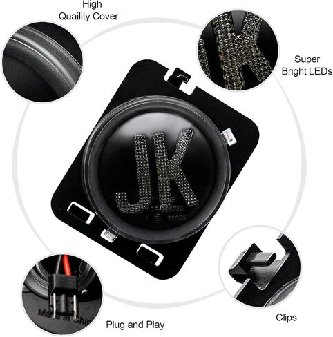 LED Side Marker Lights Compatible with Wrangler JK 2007-2018, 2PCS Front Fender Indicator Parking Lights, for Wrangler JK Accessories (Smoked Len, Amber Light) in Kuwait