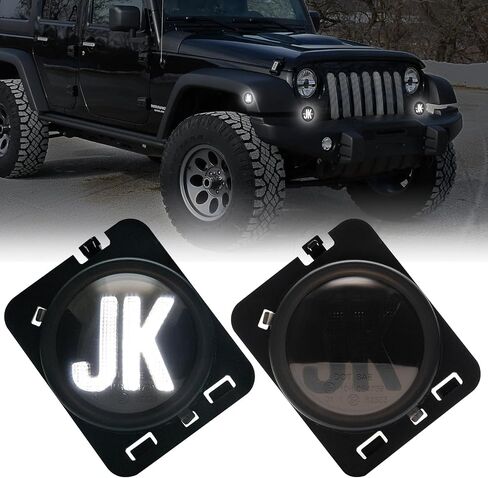 LED Side Marker Lights Compatible with Wrangler JK 2007-2018, 2PCS Front Fender Indicator Parking Lights, for Wrangler JK Accessories (Smoked Len, Amber Light) in Kuwait