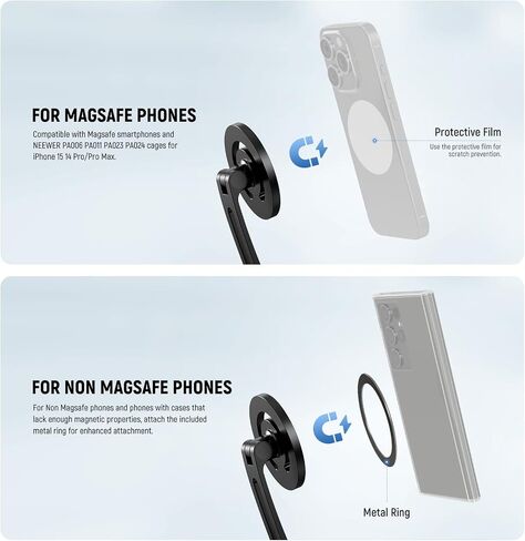 حامل عنق مغناطيسي من NEEWER متوافق مع GoPro Hero 12 11 10 MAX DJI Action 4 Insta360 iPhone 15 Pro Max Samsung S23، محول تثبيت الرقبة المرن لكاميرا POV وحامل الهاتف، GP15 in Saudi Arabia