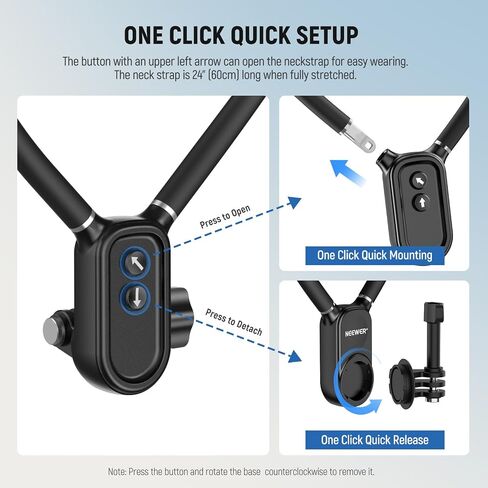 حامل عنق مغناطيسي من NEEWER متوافق مع GoPro Hero 12 11 10 MAX DJI Action 4 Insta360 iPhone 15 Pro Max Samsung S23، محول تثبيت الرقبة المرن لكاميرا POV وحامل الهاتف، GP15 in Saudi Arabia