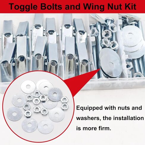 23Pcs 3/16" Toggle Bolts Wall Anchors for Drywall, Heavy Duty Drywall Anchors and Screws Kit, Butterfly Anchors with Nuts Washers for Hollow Wall, Ceiling in Kuwait