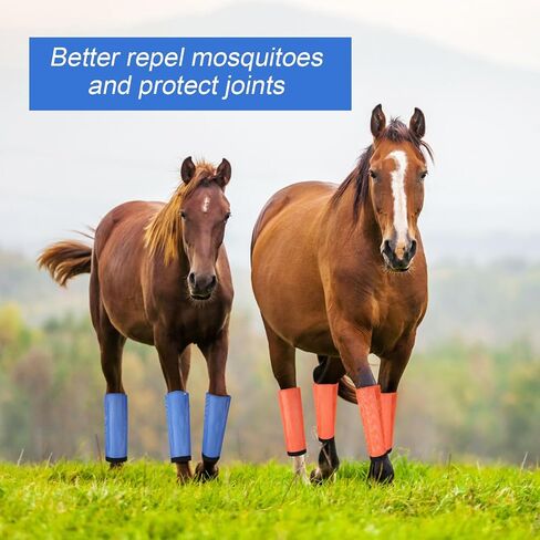 Set of 8 Mesh Fly Boots for Horse Breathable Mesh Horse Boots Protective Loose Wraps Adjustable for Preventing Legs Reduces Flies and Mosquitoes Bites(Orange, Pink,L) in Saudi Arabia