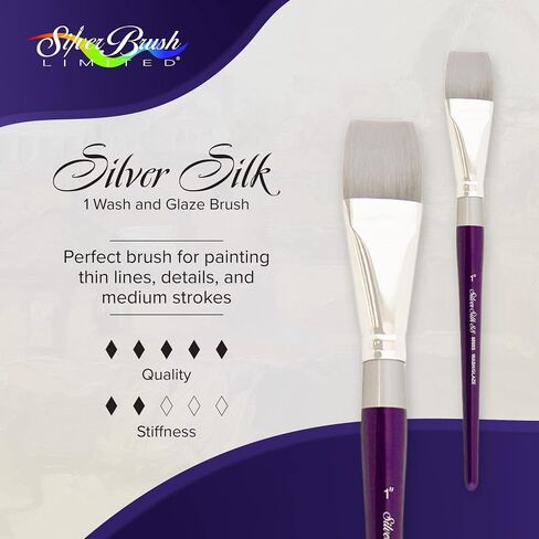 Silver Brush Limited 8808S-1 Silver Silk 88 Wash/Glaze Paintbrush for Acrylic, Watercolor, Gouache, Inks, & Dyes, Size 1 Inch, Short Handle in Saudi Arabia