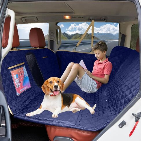 Back Seat Extender for Dogs Holds 420 lbs, Hard Bottom Car Seat Cover, Waterproof Hammock with Mesh Window, Heavy Duty Travel Bed for Large Pets, Rear Seat Protector for Car SUV Truck in Saudi Arabia