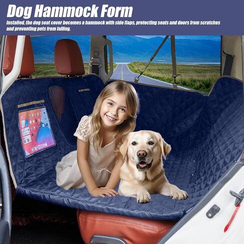 Back Seat Extender for Dogs Holds 420 lbs, Hard Bottom Car Seat Cover, Waterproof Hammock with Mesh Window, Heavy Duty Travel Bed for Large Pets, Rear Seat Protector for Car SUV Truck in Saudi Arabia