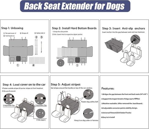 Back Seat Extender for Dogs Holds 420 lbs, Hard Bottom Car Seat Cover, Waterproof Hammock with Mesh Window, Heavy Duty Travel Bed for Large Pets, Rear Seat Protector for Car SUV Truck in Saudi Arabia