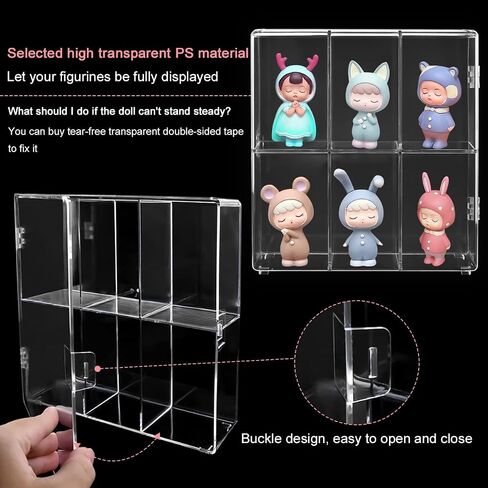 علبة عرض Clear Ennenes ، 6 مقصورات عرض ، معرض قائم بذاته قائم بذاته للمقاطعات القابلة للقفل لمجموعة Mini Figures (6 منقوشة) in Kuwait