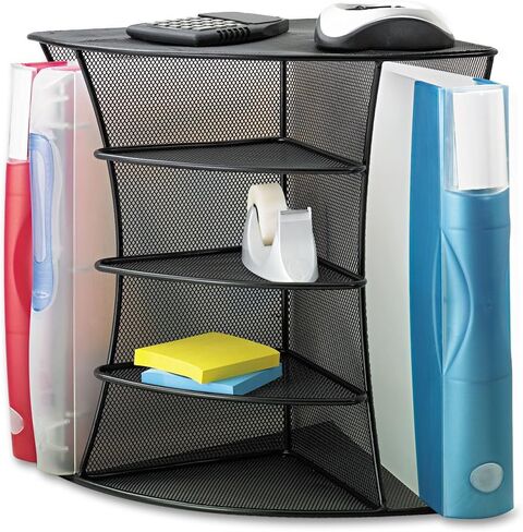 Safco Products 3261SL Onyx Mesh Corner Organizer - Durable Steel Mesh Corner Storage and Desk Top Organizer. Space Saving, For Home, Office & Classroom Organization, 13" x 15" x 11 ; Silver in Saudi Arabia