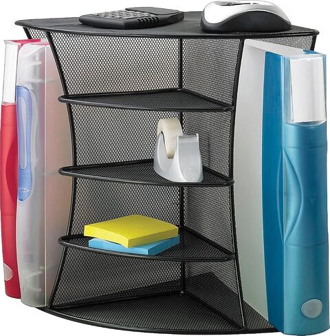 Safco Products 3261SL Onyx Mesh Corner Organizer - Durable Steel Mesh Corner Storage and Desk Top Organizer. Space Saving, For Home, Office & Classroom Organization, 13" x 15" x 11 ; Silver in Saudi Arabia