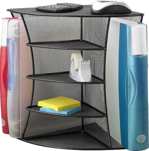 Safco Products 3261SL Onyx Mesh Corner Organizer - Durable Steel Mesh Corner Storage and Desk Top Organizer. Space Saving, For Home, Office & Classroom Organization, 13" x 15" x 11 ; Silver in Saudi Arabia