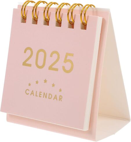 Mini Desk Calendar 2025 Small Desktop Salendar Standing Flip Fabletop Talendar Twin Twin Clinting Daily Planner Monthly Calendar Pink in Kuwait