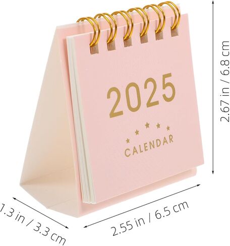 Mini Desk Calendar 2025 Small Desktop Salendar Standing Flip Fabletop Talendar Twin Twin Clinting Daily Planner Monthly Calendar Pink in Kuwait