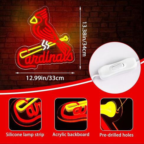 Baseball Neon Sign SOX Baseball Team Logo Chicago Neon Light Up Sign for Wall Baseball Led Sign for Bedroom Gifts for Baseball Fans Neon Sign for Man Cave 5V USB Powered Size 15.7 * 11.4inch(ZYLD141) in Kuwait