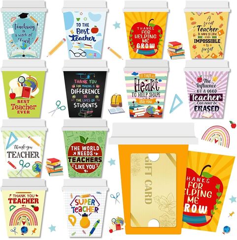 48 Set Teacher Appreciation Gift Card Holder Employee Appreciation Cards Holder Graduation Coffee Cup Thank You Gift End of Year Gifts for Teacher in Saudi Arabia